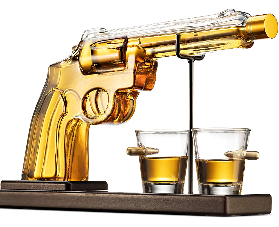 glass rifle decanter